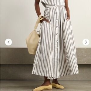 Destree Irving pleated stripe woven midi skirt. Size XS. Brand new with tags